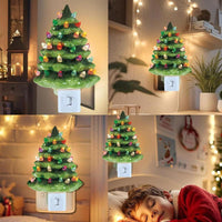 Ceramic Christmas Tree Night Light - 6" Nostalgic Green Decor for Bathroom & Holiday Cheer