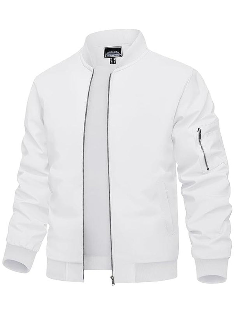 Lightweight Men's Bomber Jacket - Stylish Casual Zip Coat with Pockets for Spring & Autumn
