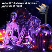 Brizled 78ft 240 LED Orange & Purple Solar Halloween String Lights - 2 Pack with 8 Lighting Modes, Perfect for Spooky Outdoor Decor!
