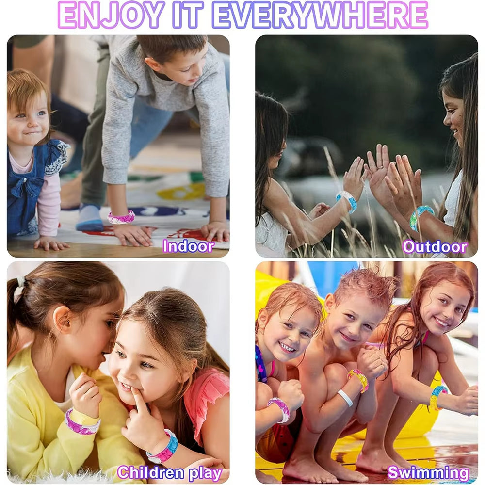 Rainbow Pop Fidget Bracelets – 24/48/72 PCS Party Pack!