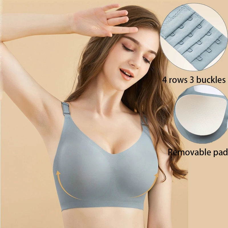 Seamless Wireless Bra for Women - Comfortable Jelly Color Breastfeeding Lingerie with Deep V Gather