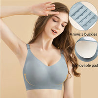 Seamless Wireless Bra for Women - Comfortable Jelly Color Breastfeeding Lingerie with Deep V Gather