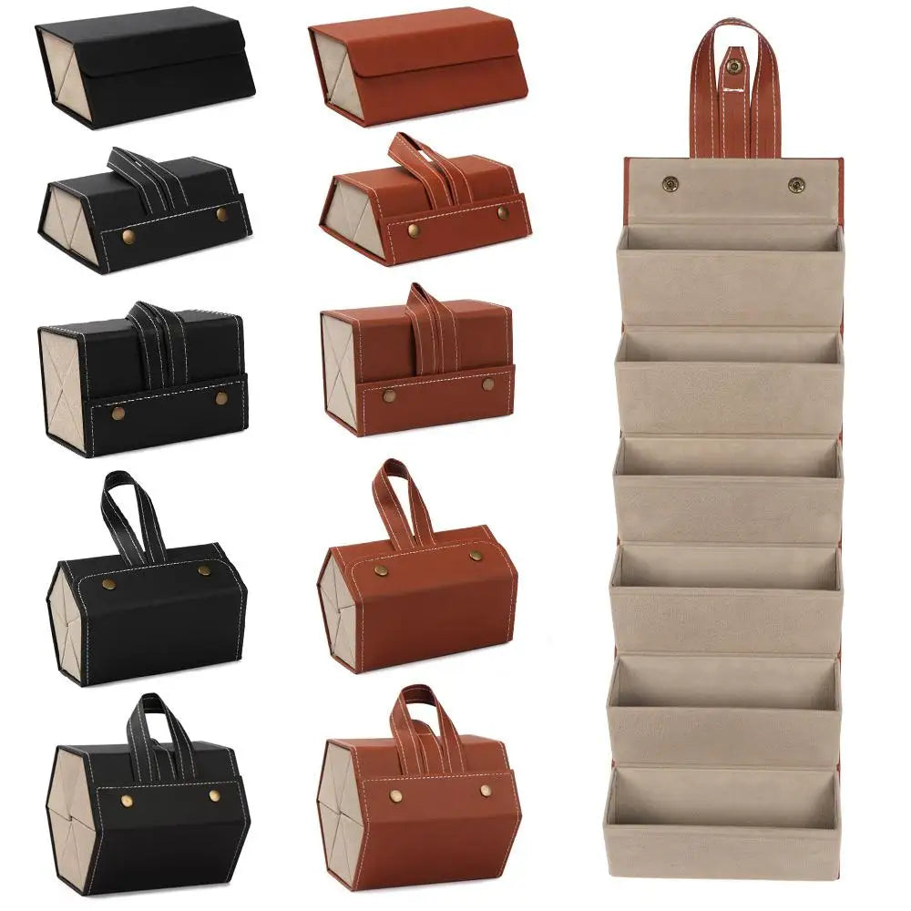 Versatile Multi-Slot Eyeglasses Organizer - Travel-Friendly PU Case for Sunglasses and Glasses Storage