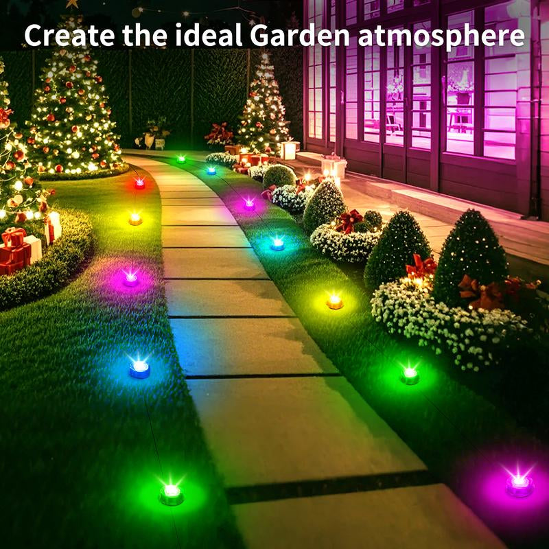 Color Changing RGB Outdoor Ground Lights - Smart Remote & App Control, IP67 Waterproof Pathway Lighting for Garden, Lawn & Holiday Parties