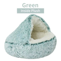 Cozy 2-in-1 Winter Plush Cat Bed & Sleep Bag – Round Cat House for Cats and Small Dogs