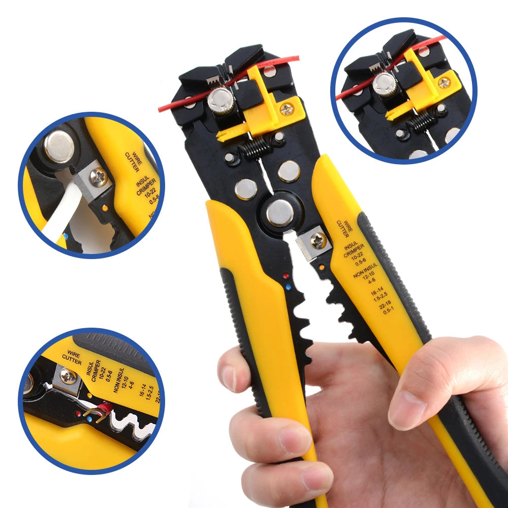 Versatile Automatic Wire Stripper & Crimper Tool - Adjustable Multifunctional Pliers for All Your Cable Cutting Needs