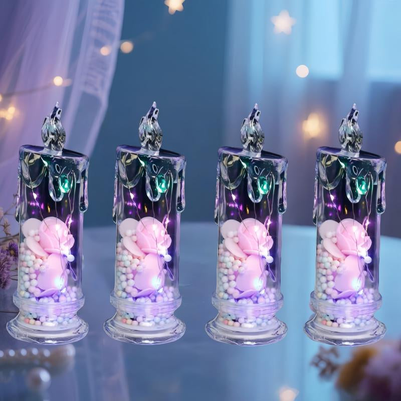 4-Pack Pink Flameless LED Candles – Perfect Romantic Decor for Valentine's Day, Weddings, Proposals, Birthdays, Dinners, and More!