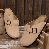Unisex Suede Clogs with Leather Mules and Cork Footbed - Comfortable Slip-On Sandals