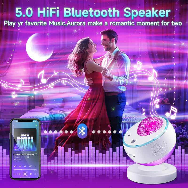 One Fire Northern Lights & Galaxy Projector - 16 Colors, 15 White Noises, Bluetooth Audio & Remote Timer for Bedroom & Living Room Night Light