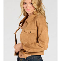 Chic Faux Suede Crop Jacket - Effortless Style On the Go!