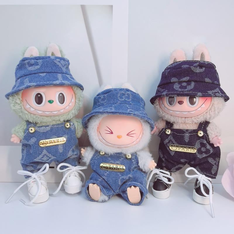 Labubu Fashion Miniature Outfit Set – Trendy Suspender Pant Replacement & Purse for 12" Oak Small Dolls – Blind Box Surprise!
