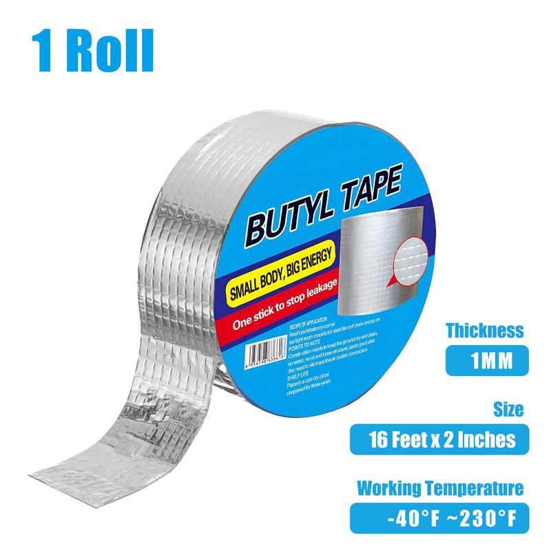 Premium Waterproof Butyl Tape - 16.4 Ft Self-Adhesive Leak Repair for Roofs and Metal Tiles