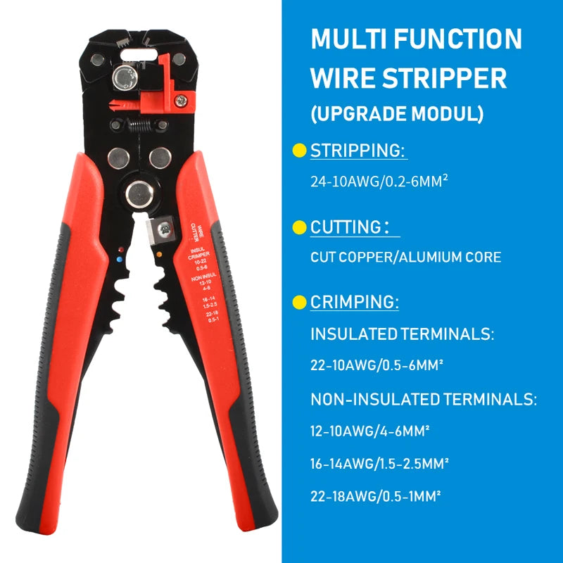 Versatile Automatic Wire Stripper & Crimper Tool - Adjustable Multifunctional Pliers for All Your Cable Cutting Needs