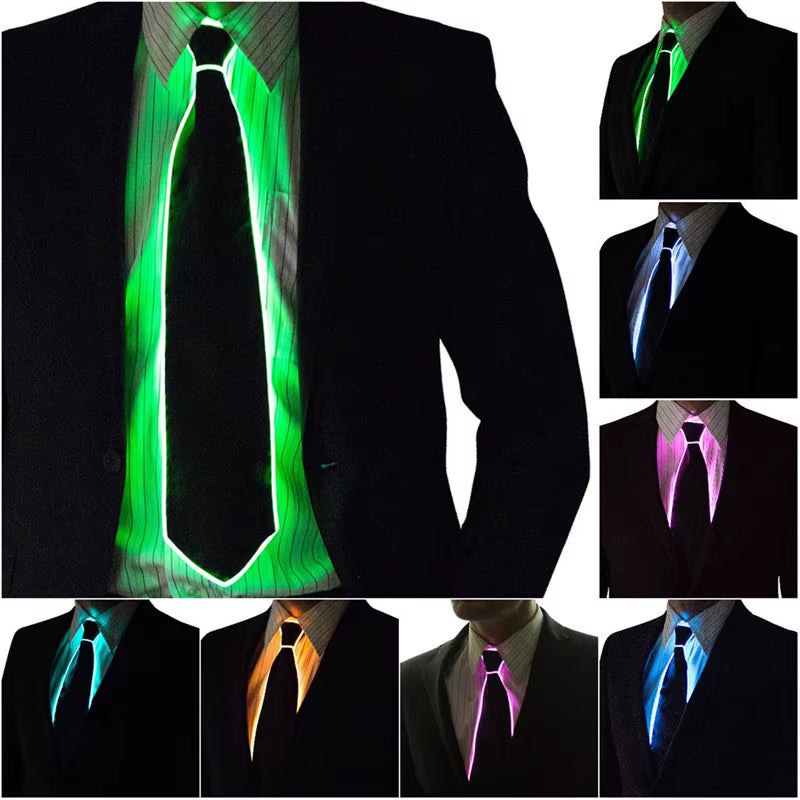 Men's LED Glowing Neon Tie - Perfect for Parties, Halloween, Christmas, and Club Events!