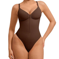 Seamless Peach Heart Collar Bodysuit - Comfortable Shapewear Jumpsuit with Zipper for Women