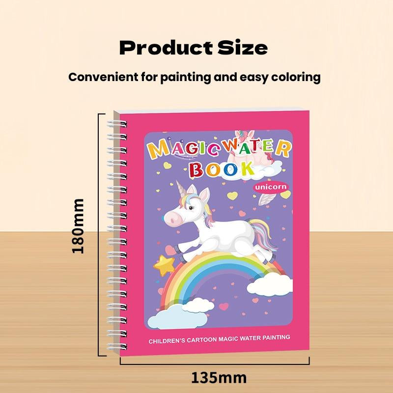 Magic Mess-Free Water Coloring Book for Toddlers - Reusable 3/6 Pack Educational Drawing Activity - Perfect Travel Toy for Kids 3-6 Years Old