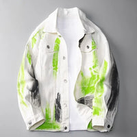 Trendy Men's Painted Denim Jacket - Stylish Graffiti Hip Hop Coat at an Affordable Price with Fast Delivery