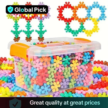 Vibrant 3D Snowflake Puzzle Building Blocks - Fun DIY Educational Toy for Creative Minds, Perfect Birthday Gift!