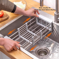 2-In-1 Stainless Steel Retractable Sink Dish Drying Rack - Versatile Kitchen Countertop Organizer for Dishes, Vegetables, and Fruits