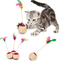 Interactive Sisal Scratching Ball - Funny Feather Toy for Kittens and Cats - Perfect Training Accessory!