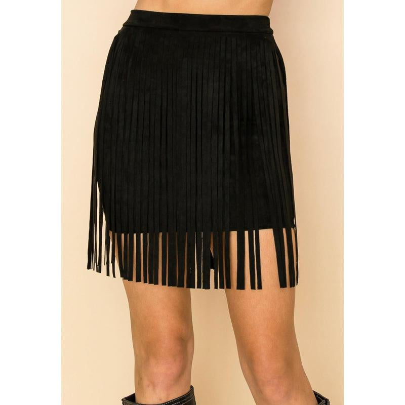 Chic Suede Fringe Skirt for Effortless Style