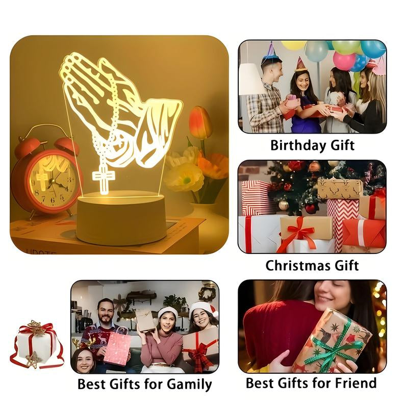 Illuminate Your Space with a Stunning 3D Cross Design Night Light – USB Powered Decorative Lamp for Home, Bedroom, Living Room, and Office!