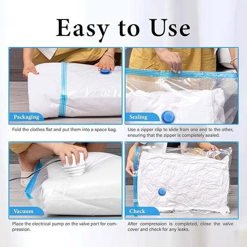 Ultimate 12 Pack Vacuum Storage Bags with Electric Pump - Extra Thick, Reusable & Odor-Free Space Savers for Clothes, Mattresses, Blankets, and More!