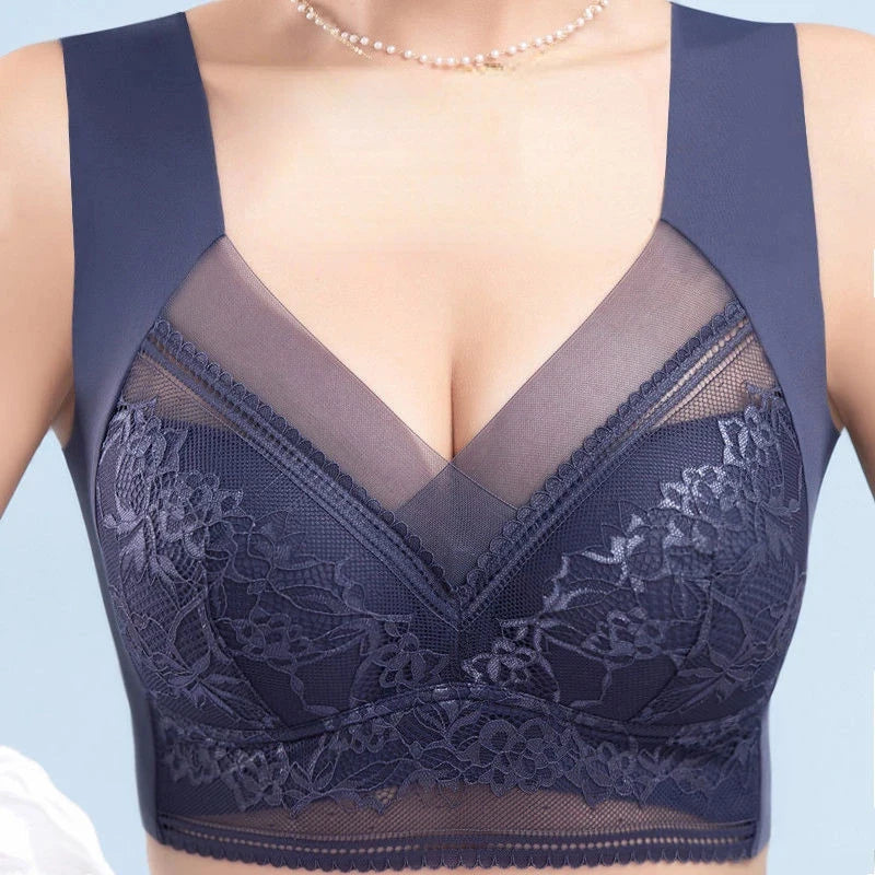 Ultimate Comfort: L-6L Large Push-Up Wireless Lace Bralette - Summer-Ready Ice Silk Plus Size Lingerie