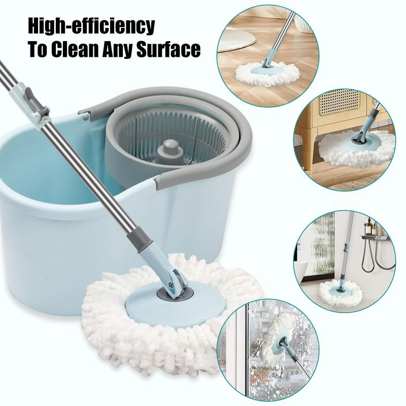 Ultimate Spin Mop & Bucket Set - 360° Floor Cleaning with 3 Microfiber Heads & 50" Extended Handle!
