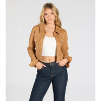Chic Faux Suede Crop Jacket - Effortless Style On the Go!