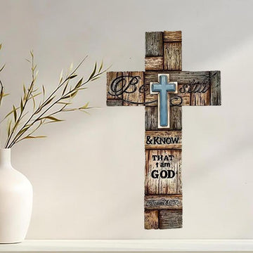 Elegant Wooden Cross Wall Art - Inspirational Bible Verse Decor for Prayer Rooms & Home, Perfect Christian Gift for Any Occasion