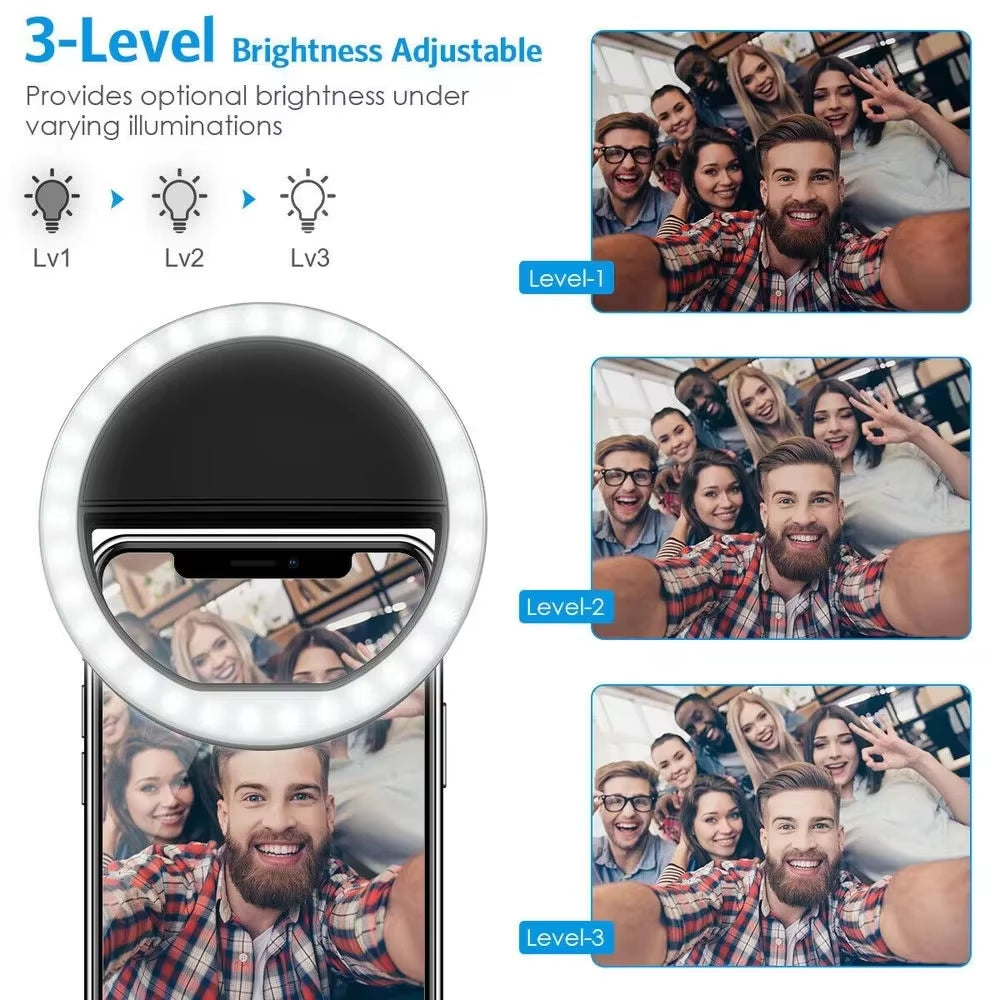 Portable Rechargeable Ring LED Fill Light for Selfies and Live Broadcasts
