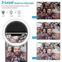 Portable Rechargeable Ring LED Fill Light for Selfies and Live Broadcasts