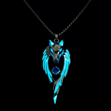Glow in the Dark Fashion Wolf Pendant Necklace for Men - Vintage Punk Hip-Hop Jewelry Accessories