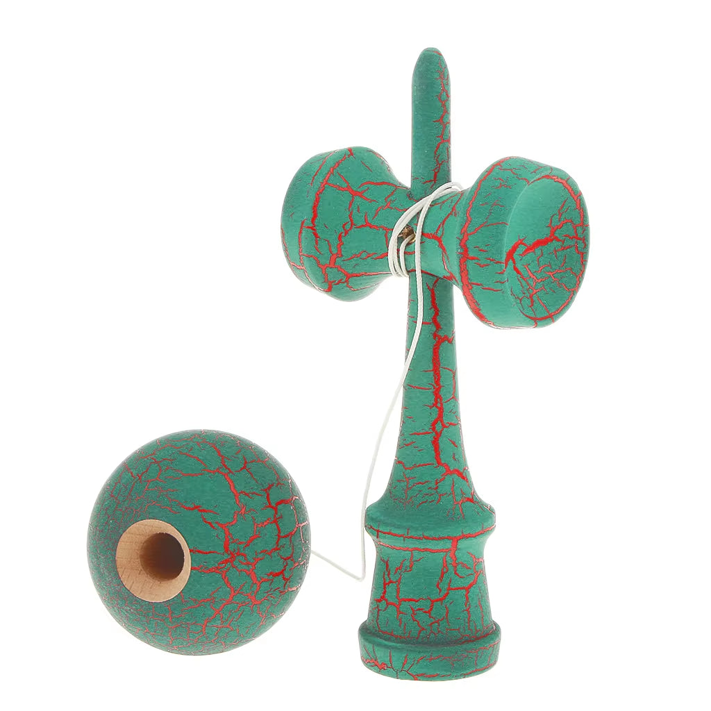 Traditional Japanese Kendama - Full Crackle Paint Wooden Skill Ball Game for Kids